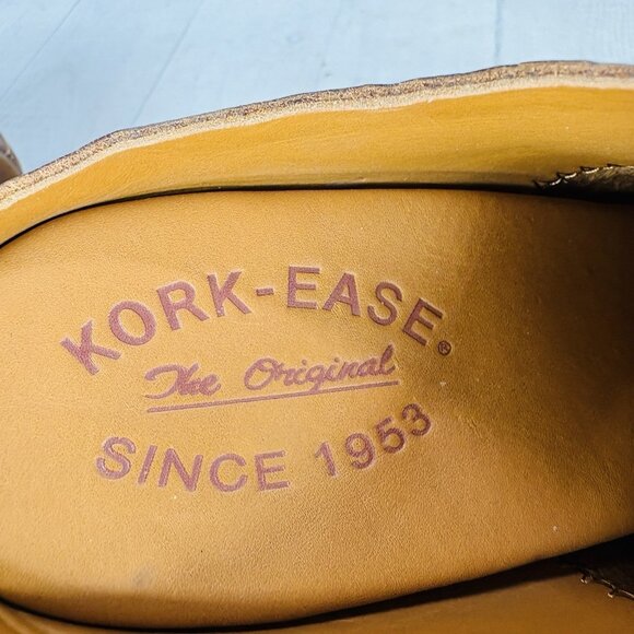 Kork-Ease Original SAGANO Rum Brown Leather Wrapped Block Heel Mules Clog Sz 9 M - Picture 13 of 16